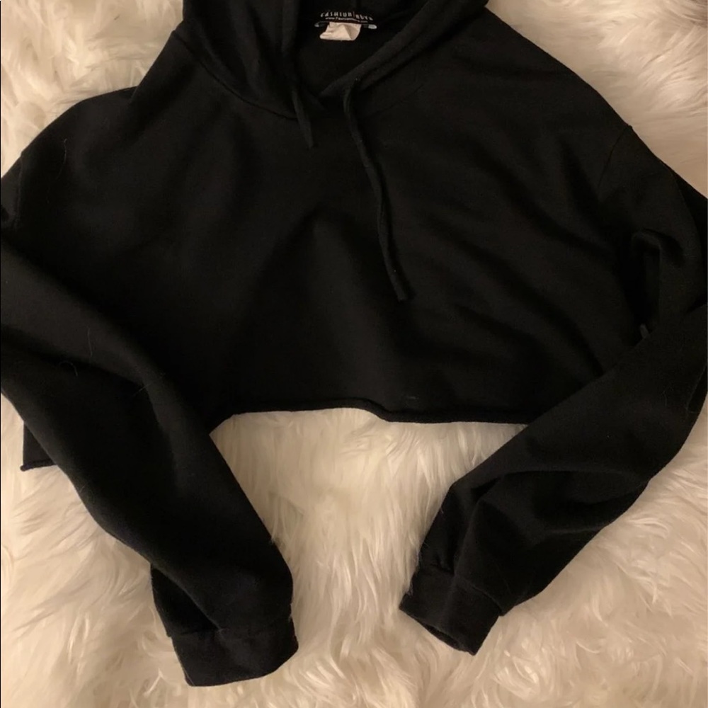 black fashion nova cropped hoodie like new